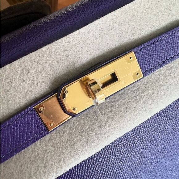100% authentic Hermes kelly 32 sellier crocus violet epsom ghw stamp P - Picture 2 of 2